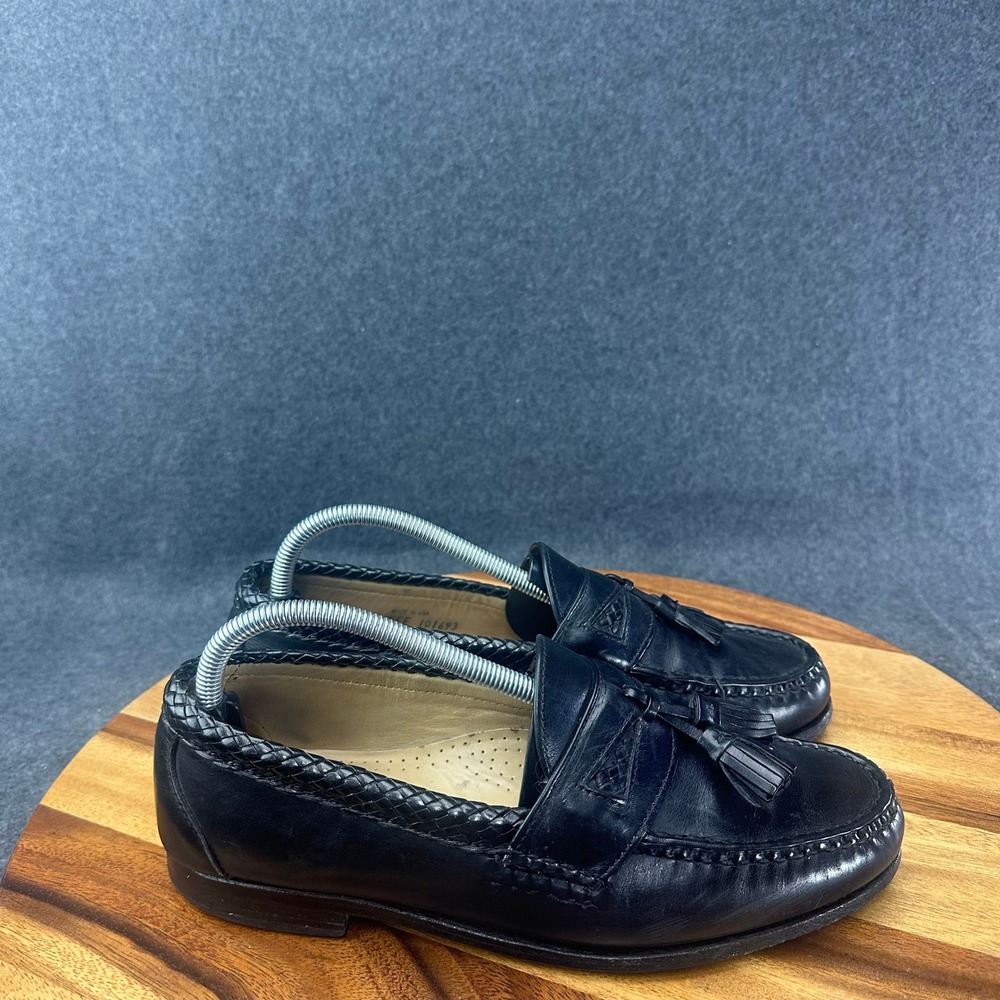 Allen Edmonds Mayfield Black Leather Tassel Loafers Mens 8.5EEE Made in USA